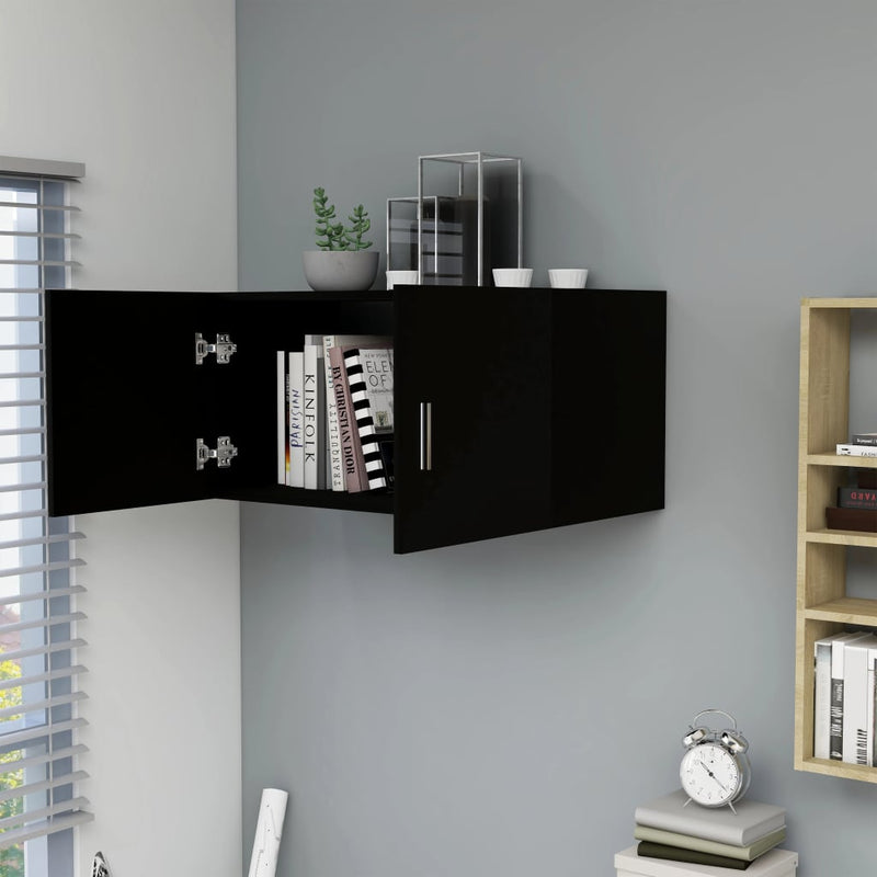 vidaXL fekete szerelt fa falra szerelhető szekrény 80 x 39 x 40 cm