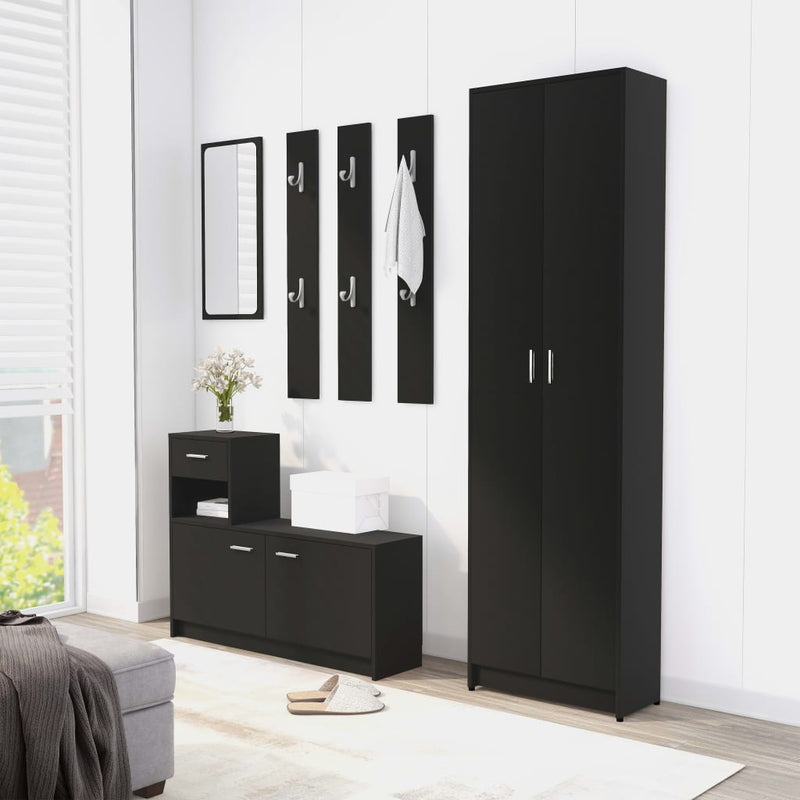 vidaXL fekete szerelt fa előszobaszekrény 55 x 25 x 189 cm