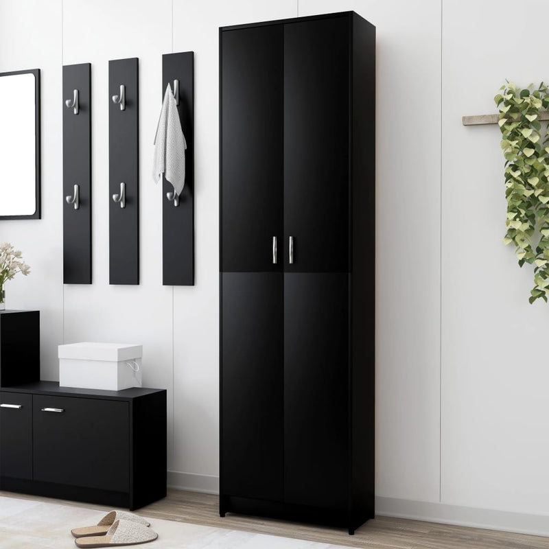 vidaXL fekete szerelt fa előszobaszekrény 55 x 25 x 189 cm