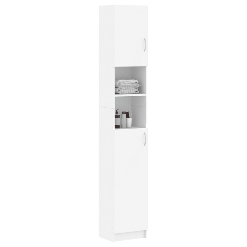 vidaXL fehér szerelt fa fürdőszobaszekrény 32 x 25,5 x 190 cm