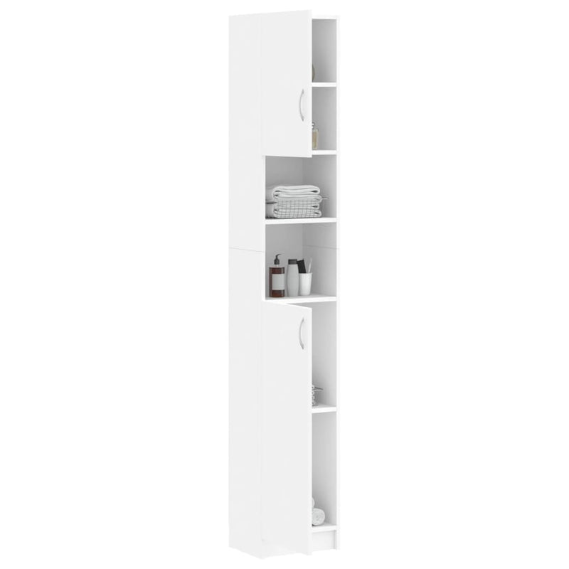 vidaXL fehér szerelt fa fürdőszobaszekrény 32 x 25,5 x 190 cm