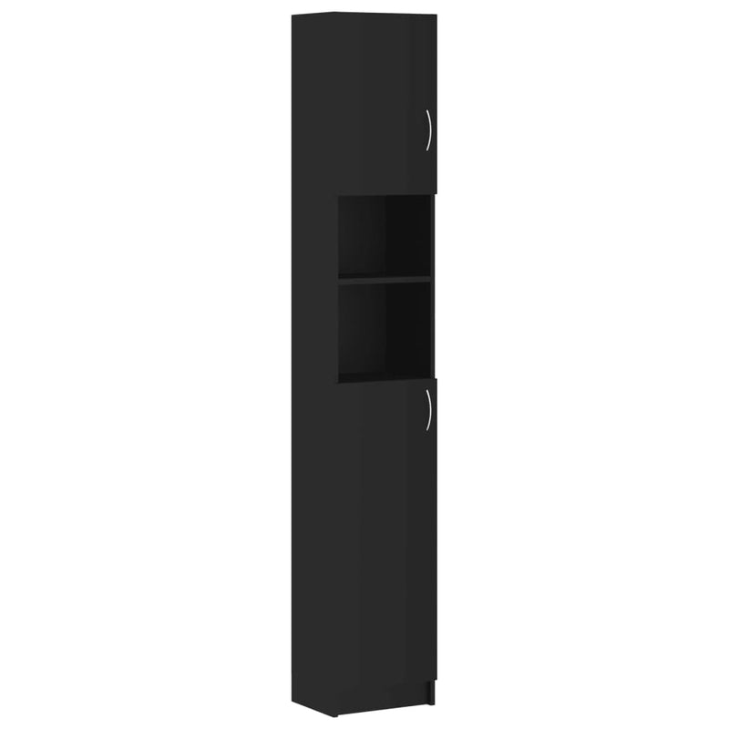 vidaXL fekete szerelt fa fürdőszobaszekrény 32 x 25,5 x 190 cm