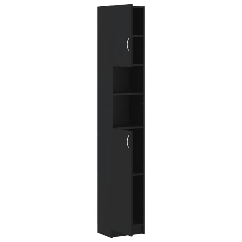 vidaXL fekete szerelt fa fürdőszobaszekrény 32 x 25,5 x 190 cm