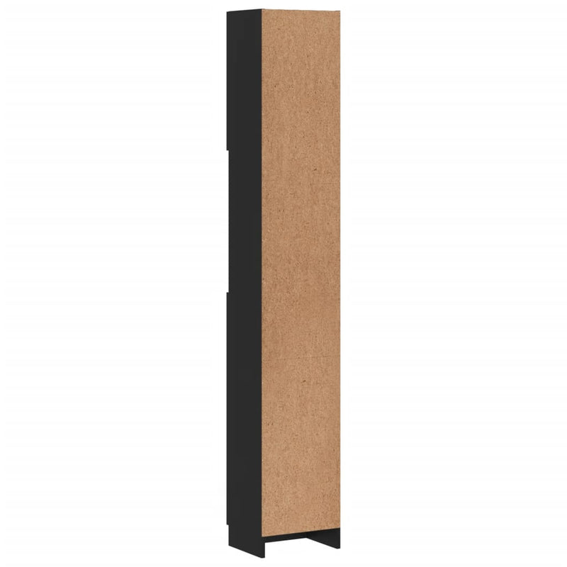 vidaXL fekete szerelt fa fürdőszobaszekrény 32 x 25,5 x 190 cm