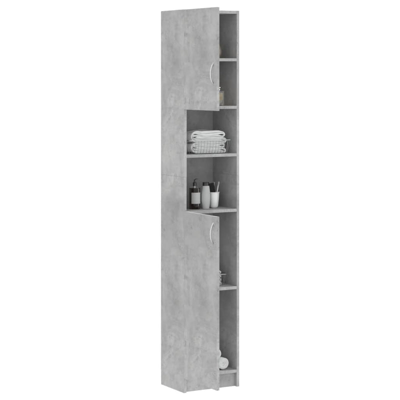 vidaXL betonszürke szerelt fa fürdőszobaszekrény 32 x 25,5 x 190 cm