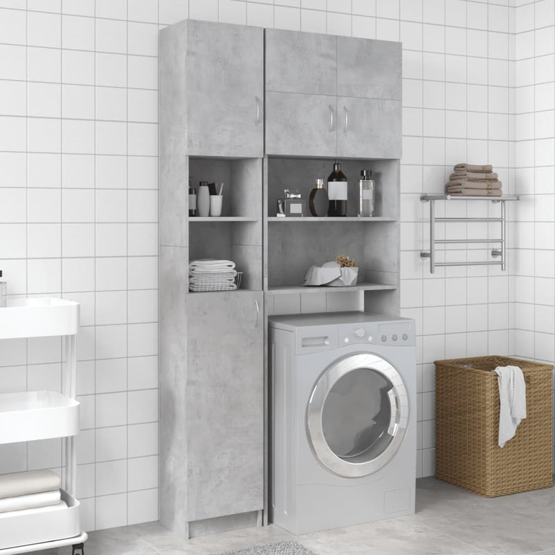 vidaXL betonszürke szerelt fa fürdőszobaszekrény 32 x 25,5 x 190 cm