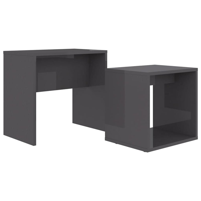 vidaXL magasfényű szürke szerelt fa dohányzóasztal szett 48x30x45 cm