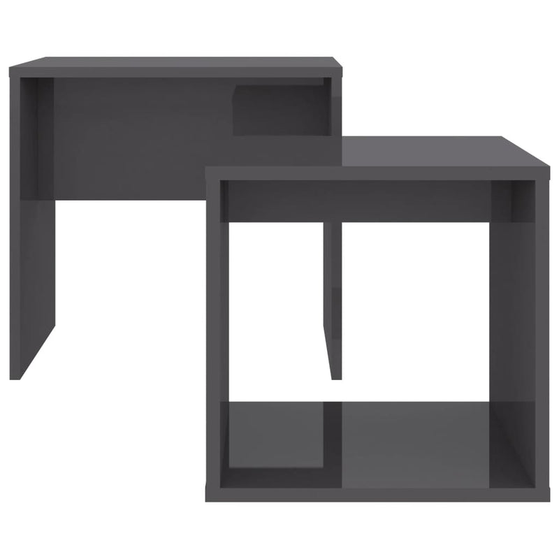vidaXL magasfényű szürke szerelt fa dohányzóasztal szett 48x30x45 cm