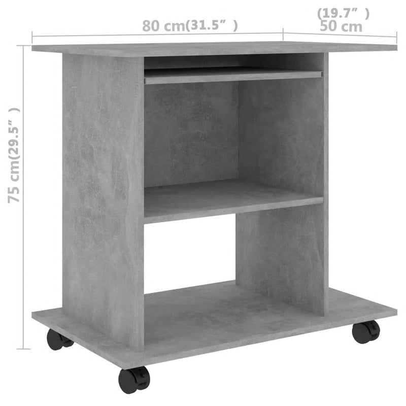 vidaXL betonszürke szerelt fa számítógépasztal 80 x 50 x 75 cm