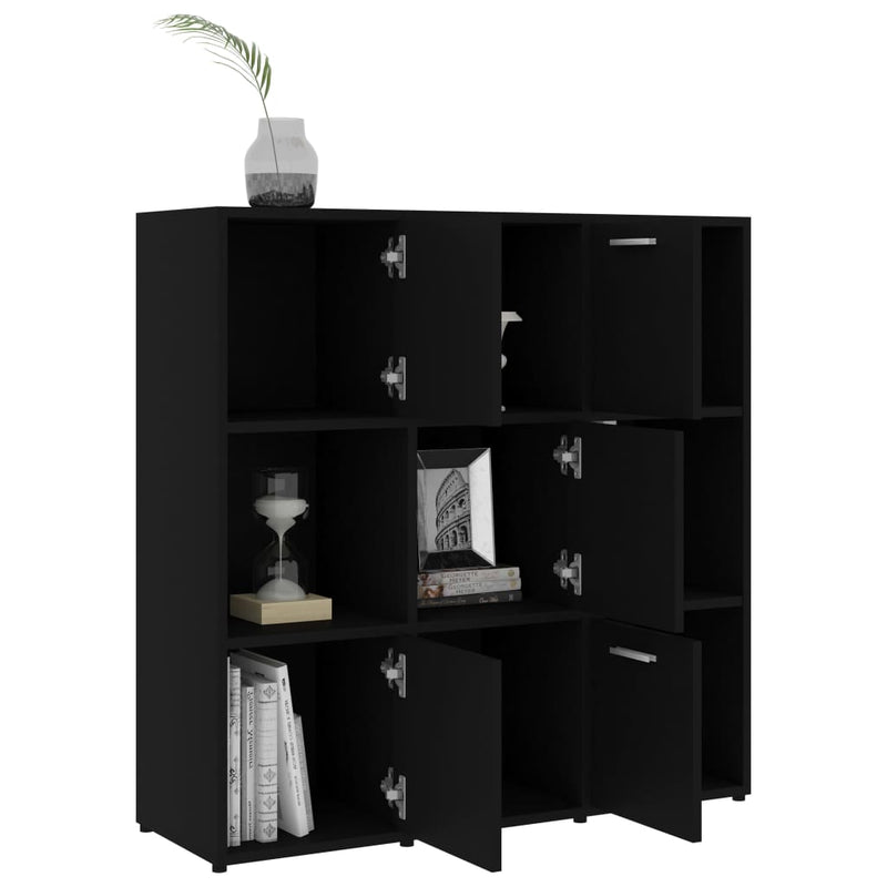 vidaXL fekete szerelt fa könyvszekrény 90 x 30 x 90 cm