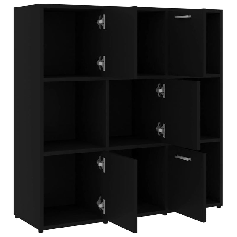 vidaXL fekete szerelt fa könyvszekrény 90 x 30 x 90 cm