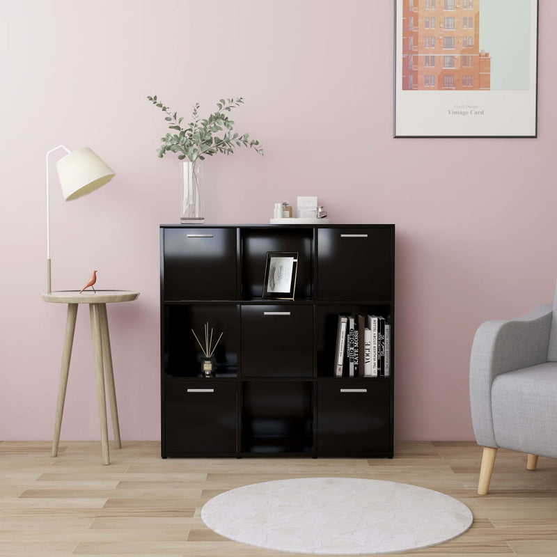 vidaXL fekete szerelt fa könyvszekrény 90 x 30 x 90 cm