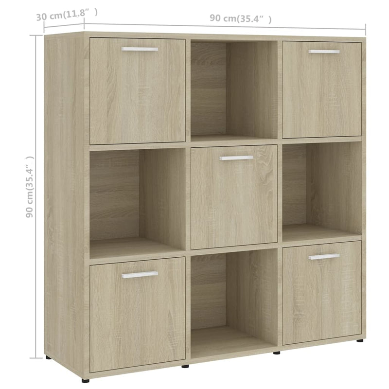 vidaXL sonoma tölgy színű szerelt fa könyvszekrény 90 x 30 x 90 cm