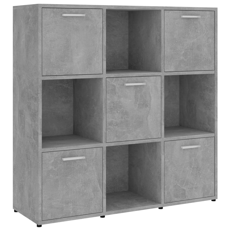 vidaXL betonszürke szerelt fa könyvszekrény 90 x 30 x 90 cm