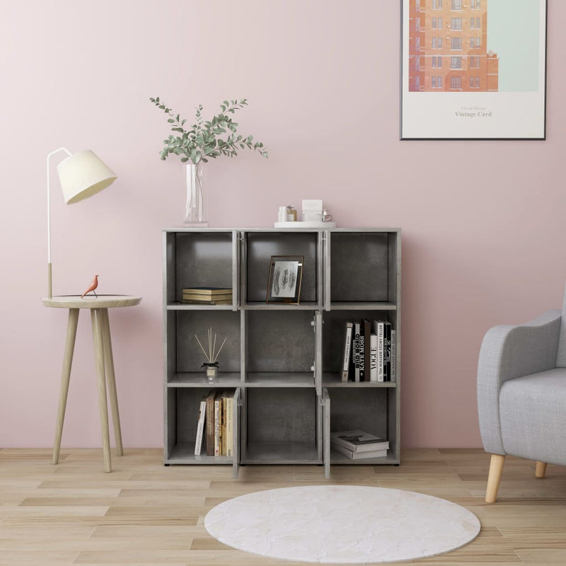 vidaXL betonszürke szerelt fa könyvszekrény 90 x 30 x 90 cm
