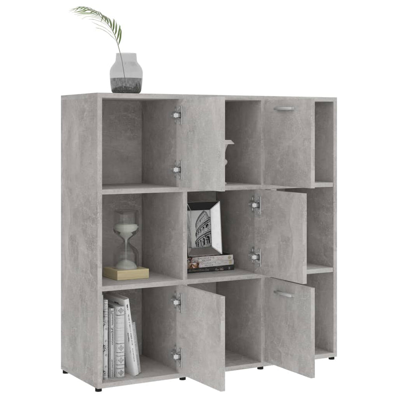vidaXL betonszürke szerelt fa könyvszekrény 90 x 30 x 90 cm