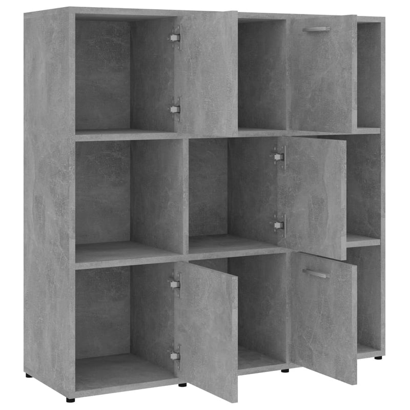 vidaXL betonszürke szerelt fa könyvszekrény 90 x 30 x 90 cm