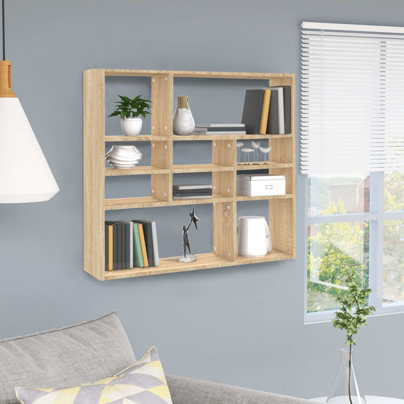 vidaXL sonoma tölgy szerelt fa fali polc 90 x 16 x 78 cm