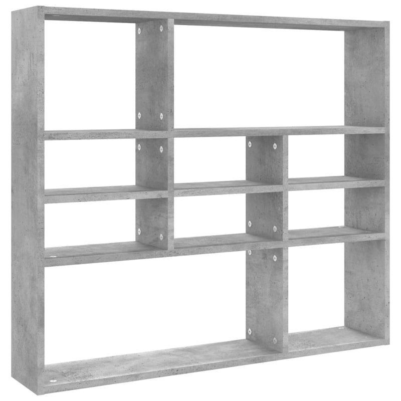 vidaXL betonszürke szerelt fa fali polc 90 x 16 x 78 cm