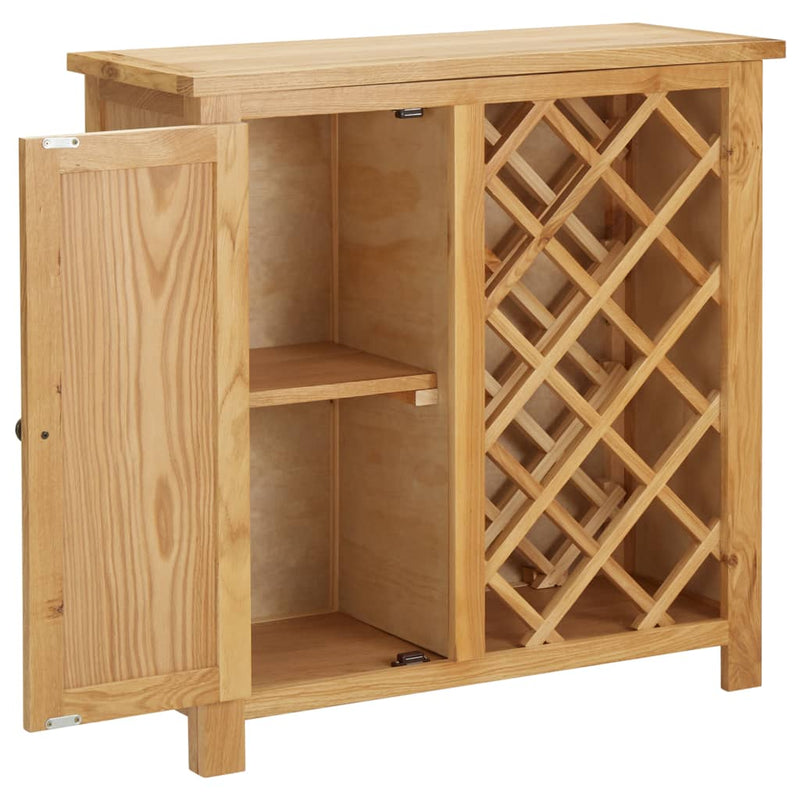 vidaXL tömör tölgyfa bortartó szekrény 11 palackhoz 80 x 32 x 80 cm