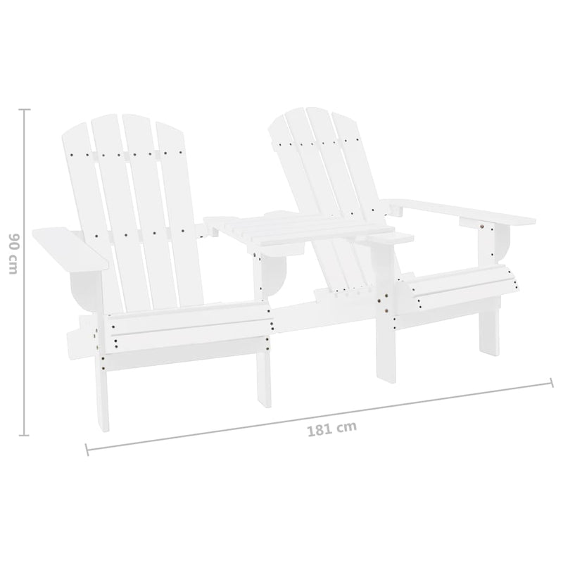 vidaXL fehér tömör fenyőfa kerti Adirondack székek teázóasztallal