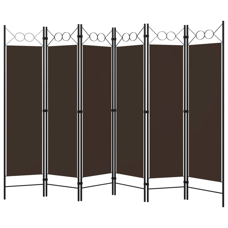 vidaXL barna 6 paneles paraván 240 x 180 cm