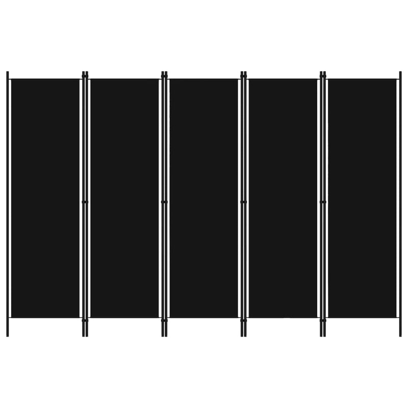 vidaXL fekete 5 paneles paraván 250 x 180 cm