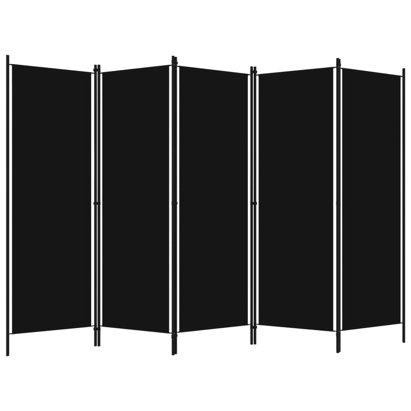 vidaXL fekete 5 paneles paraván 250 x 180 cm