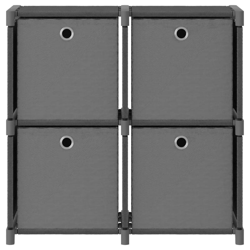 vidaXL 4 rekeszes szürke szövet bemutató polc dobozokkal 69x30x72,5 cm