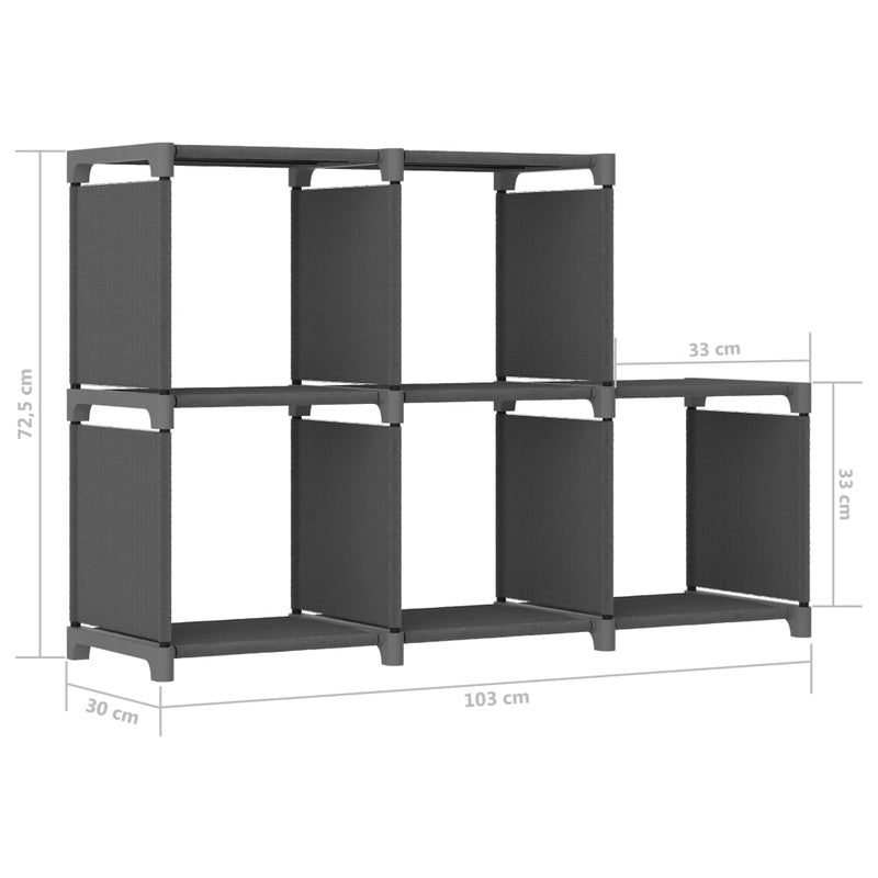 vidaXL 5 rekeszes szürke szövet bemutató polc 103 x 30 x 72,5 cm