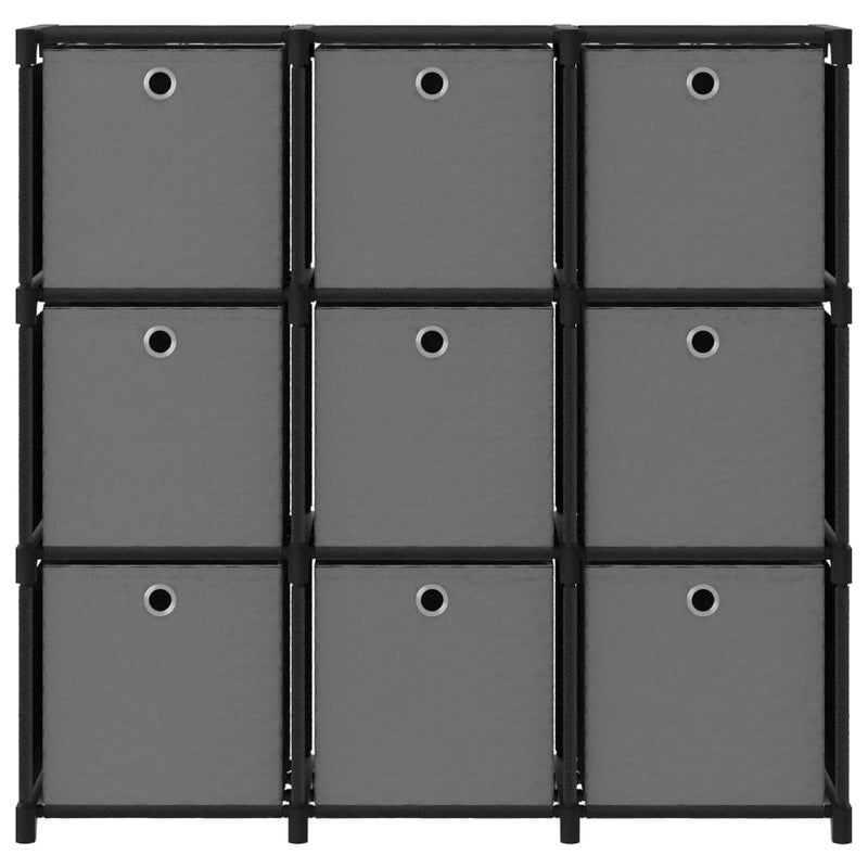 vidaXL 9 rekeszes fekete szövet polc dobozokkal 103 x 30 x 107,5 cm