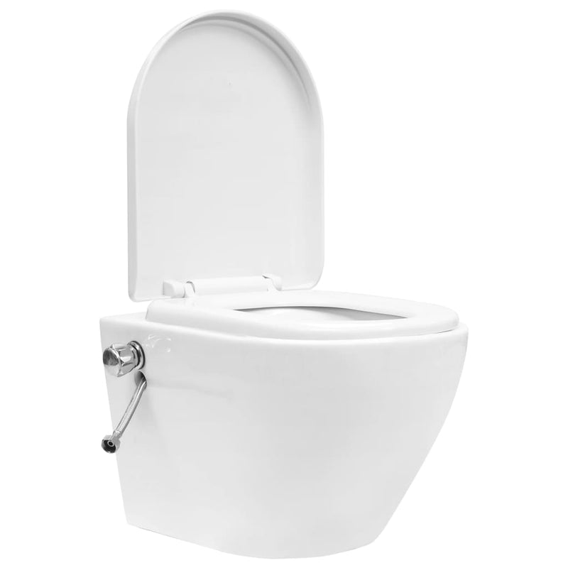 vidaXL fehér kerámia falra szerelhető perem nélküli WC tartály