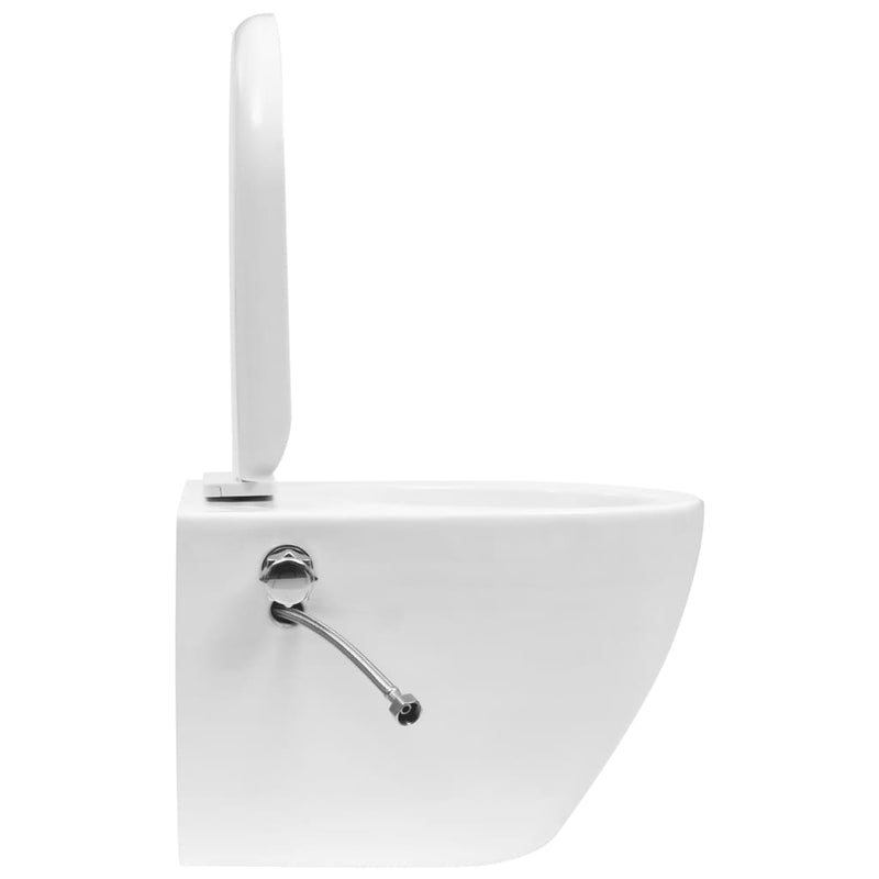 vidaXL fehér kerámia falra szerelhető perem nélküli WC tartály