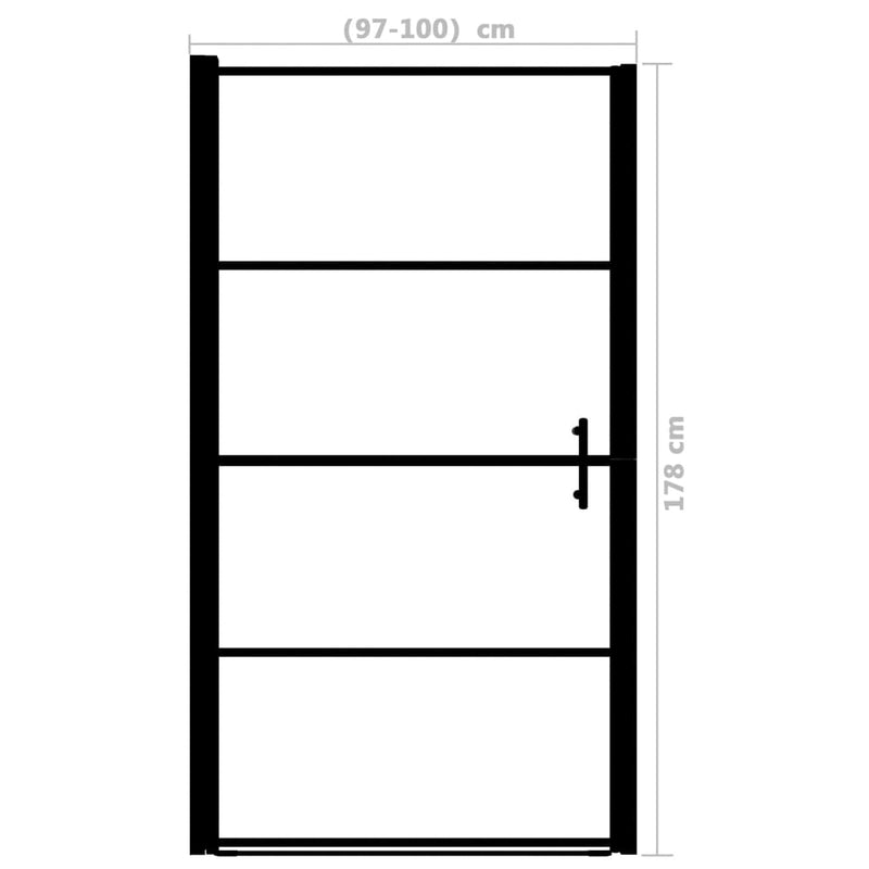 vidaXL fekete matt edzett üveg zuhanyajtó 100 x 178 cm
