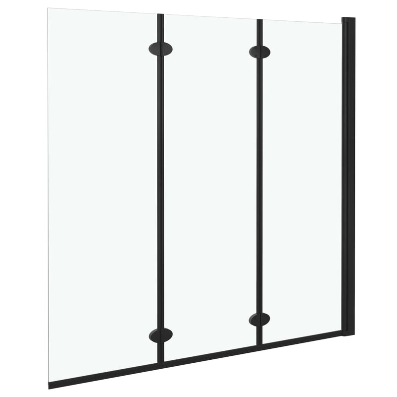 vidaXL 3 paneles fekete ESG zuhanyzó összecsukható ajtóval 130x138 cm