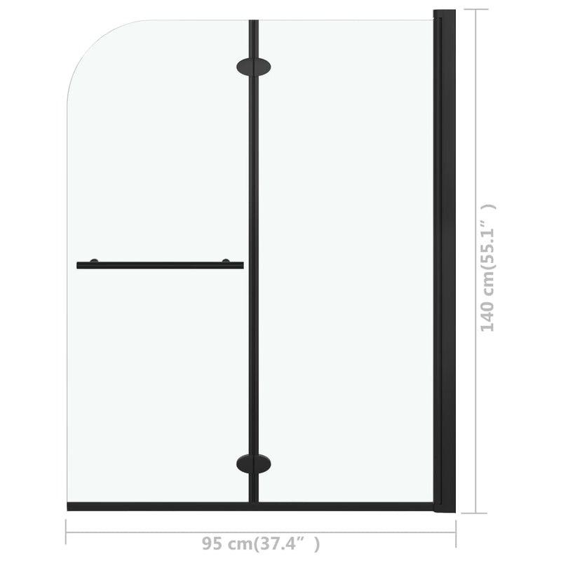 vidaXL 2 paneles fekete ESG zuhanykabin összecsukható ajtóval 95x140cm