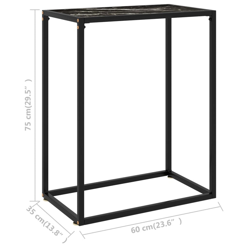 vidaXL fekete edzett üveg tálalóasztal 60 x 35 x 75 cm
