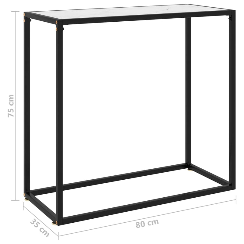 vidaXL fehér edzett üveg tálalóasztal 80 x 35 x 75 cm