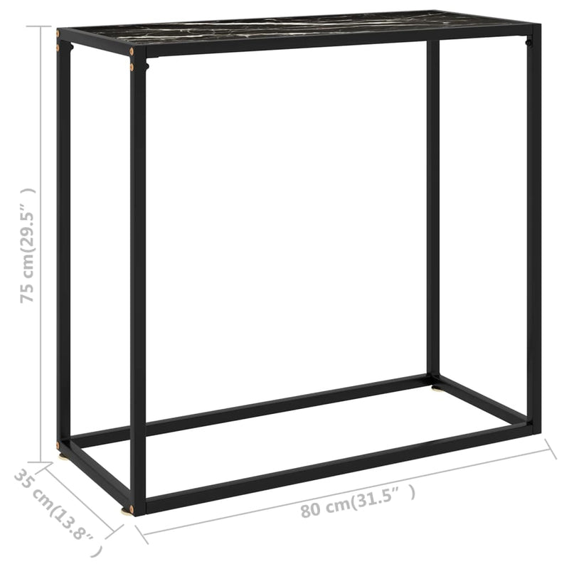 vidaXL fekete edzett üveg tálalóasztal 80 x 35 x 75 cm