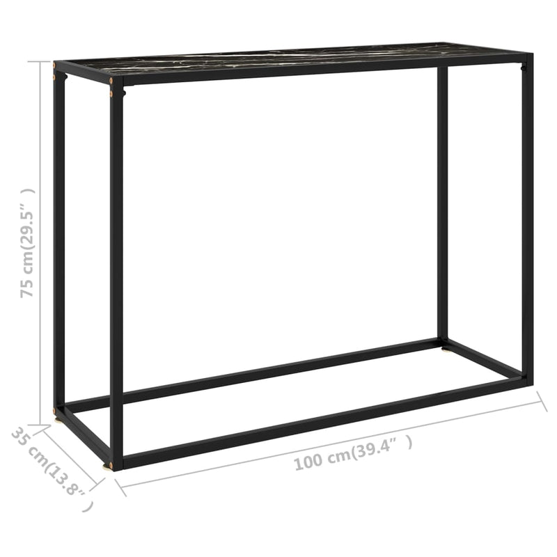 vidaXL fekete edzett üveg tálalóasztal 100 x 35 x 75 cm