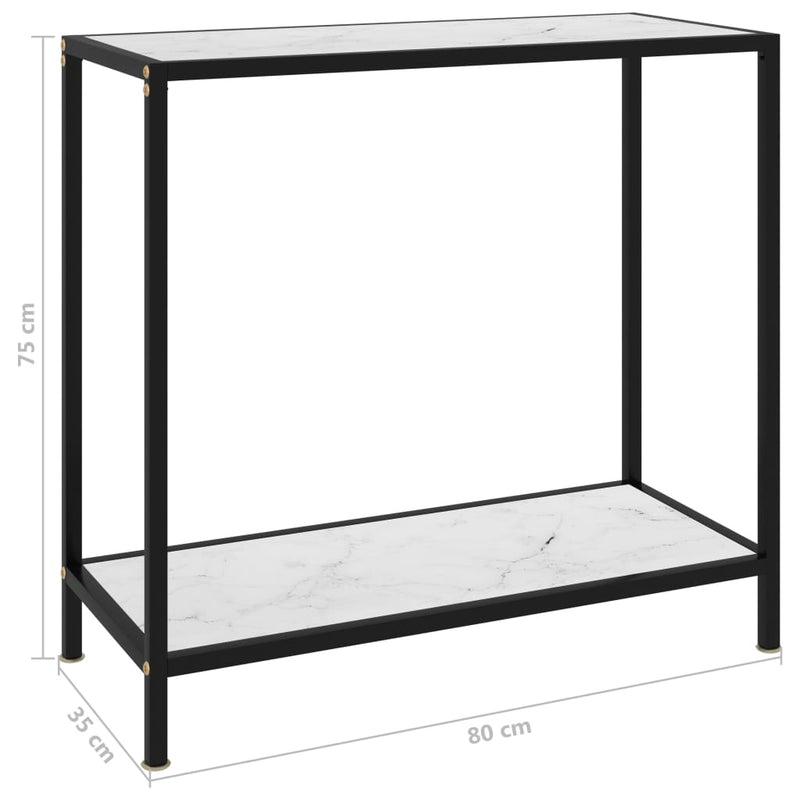 vidaXL fehér edzett üveg tálalóasztal 80 x 35 x 75 cm