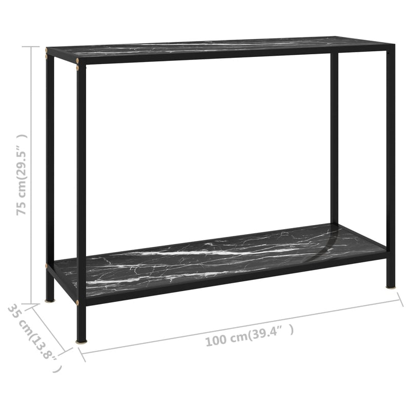 vidaXL fekete edzett üveg tálalóasztal 100 x 35 x 75 cm