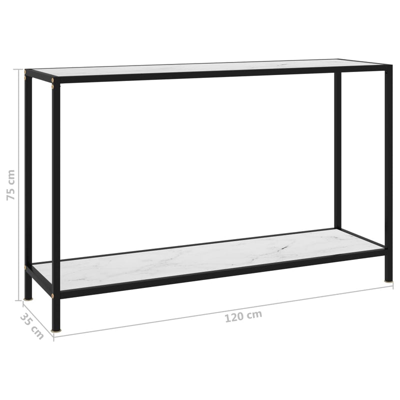 vidaXL fehér edzett üveg tálalóasztal 120 x 35 x 75 cm