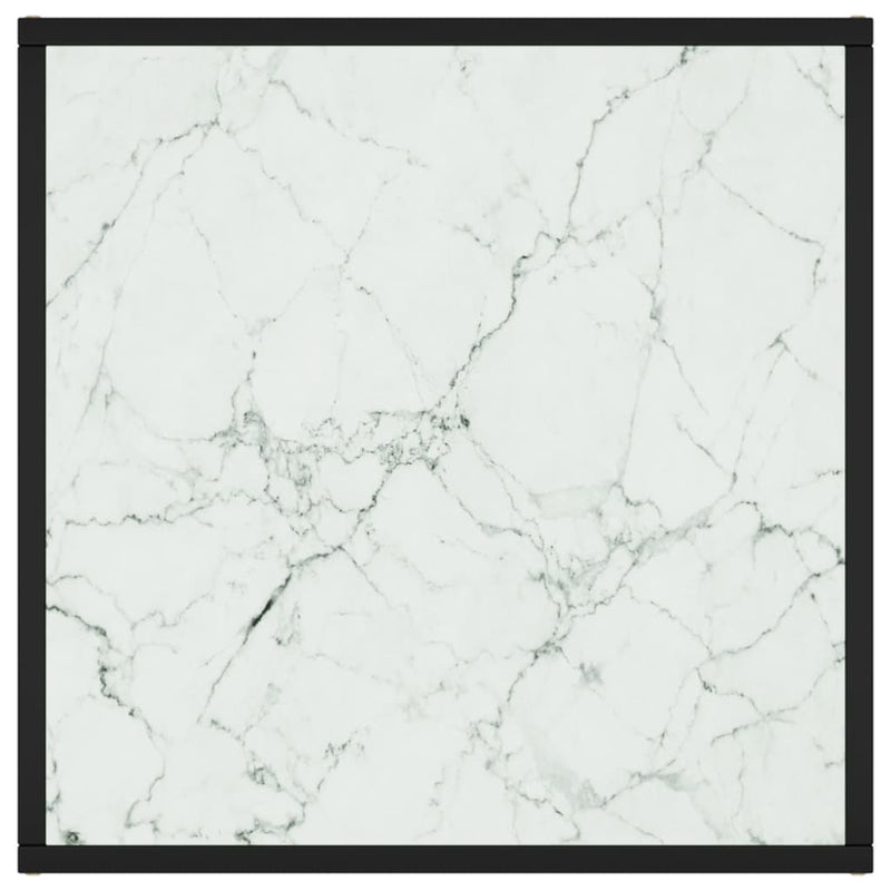vidaXL fekete dohányzóasztal fehér márvány mintás üveggel 60x60x35 cm