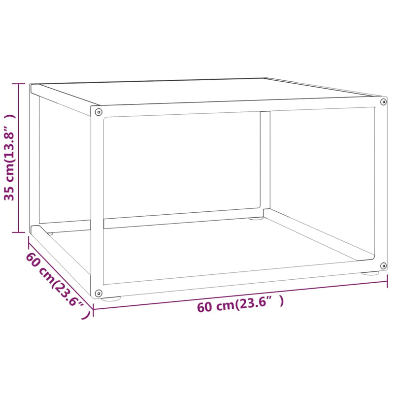 vidaXL fekete dohányzóasztal fehér márvány mintás üveggel 60x60x35 cm