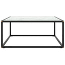 vidaXL fekete dohányzóasztal fehér márvány mintás üveggel 80x80x35 cm