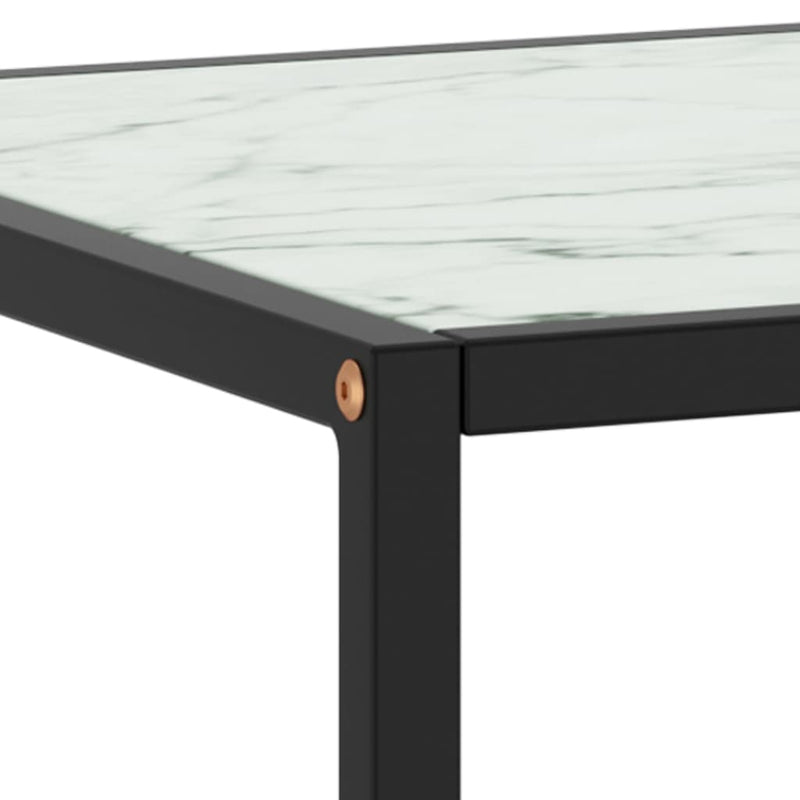 vidaXL fekete dohányzóasztal fehér márvány mintás üveggel 90x90x50 cm
