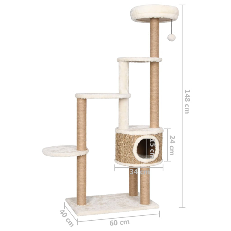 vidaXL tengerifű macskabútor luxuspárnával és kaparófával 148 cm