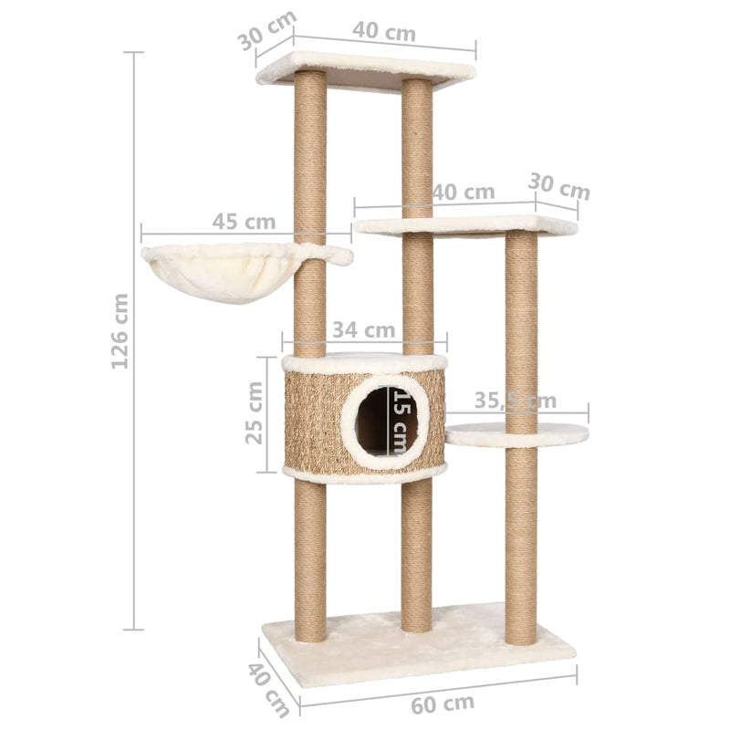 vidaXL tengerifű macskabútor kaparófával 126 cm