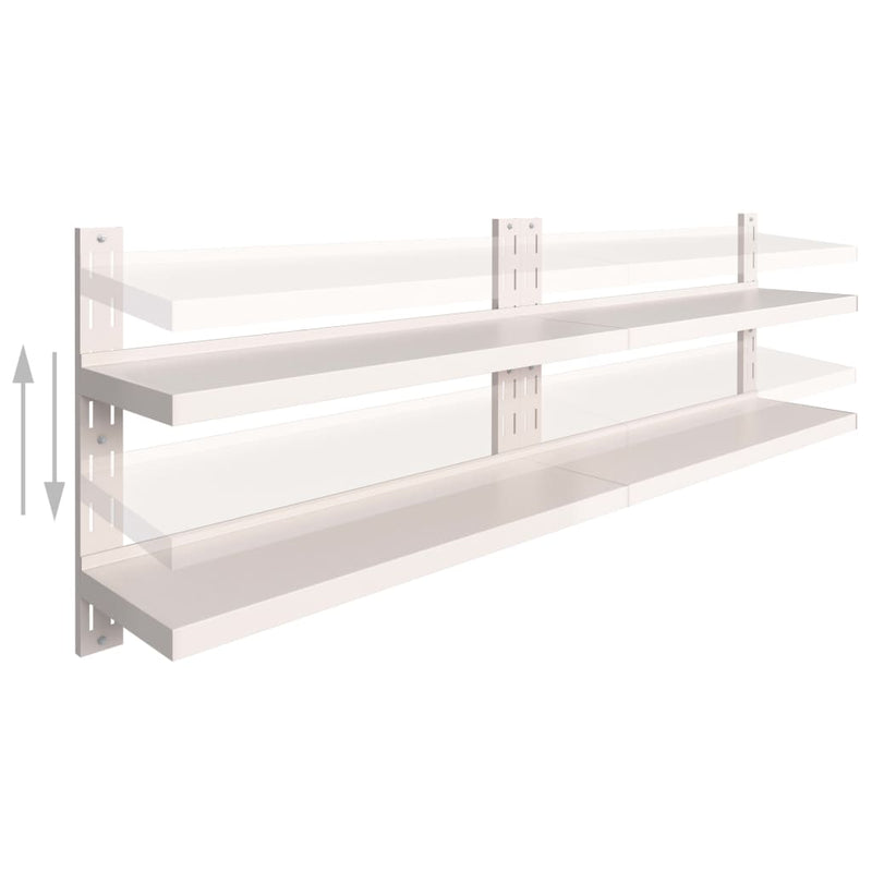 vidaXL 2 db kétszintes rozsdamentes acél fali polc 240 x 30 cm